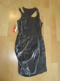 Asos shiny dress, lined, size 6 - $25, Shiny slate grey, new