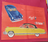 CLASSIC 1951 KAISER & HENRY J VINTAGE 14 X 22 CAR AD - AFFICHE