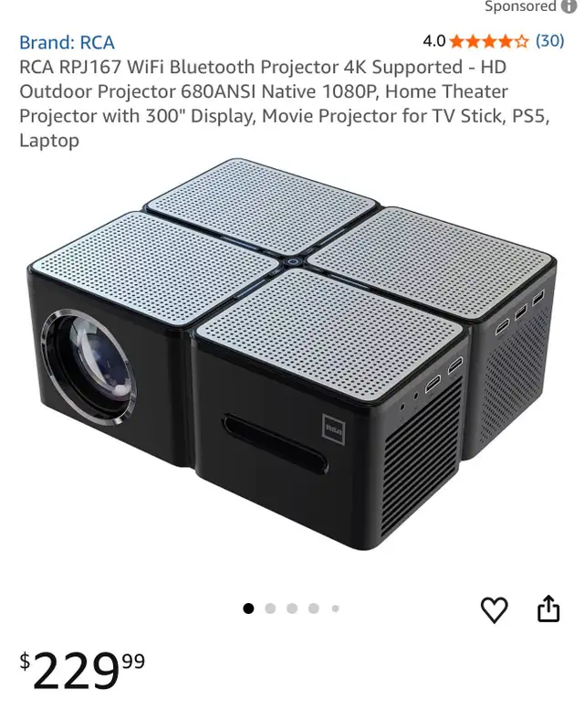 Home Theater Projector with 300" Display, Movie Projector 