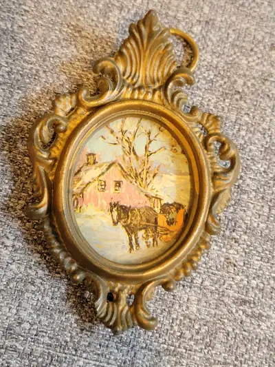 Vintage miniature framed winter scene is ready to bring some old-school charm to your home! The tiny...