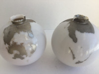 Pair #2 of Antique Milk Glass Lightning Rod Ball Sphere Globes