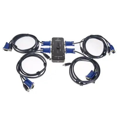 WinnerEco USB2.0 4 Port Monitor VGA SVGA KVM Switch Box + 4 Cabl, View more