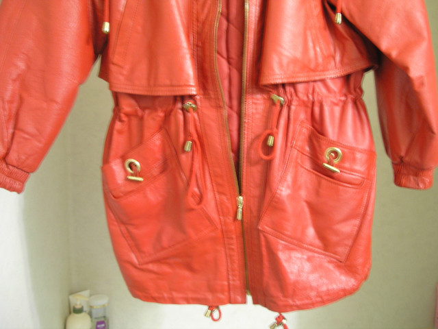 Red Leather Coat in Women's - Tops & Outerwear in Saskatoon - Image 3