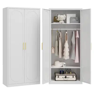 Metal Armoire Wardrobe Closet, 71" Tall Clothes Storage Cabinet, View more