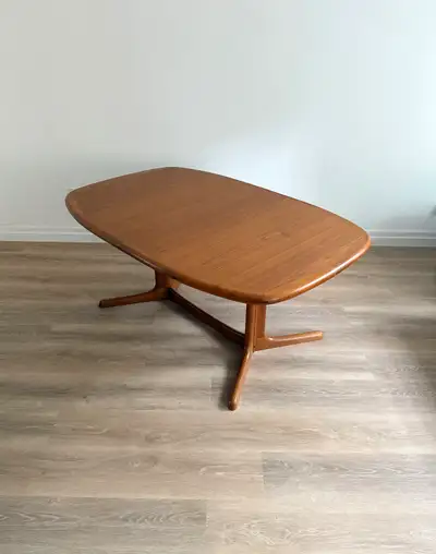 Dyrlund teak dining table, View more