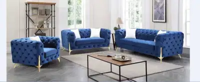 Brand New blue 3 piece sofa set for sale near me , View more