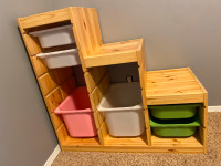 Storage Shelves solid wood unit and bins IKEA
