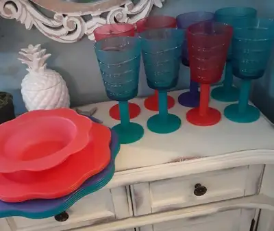 Acrylic plates and glasses - great for pools, patios and kids!, View more