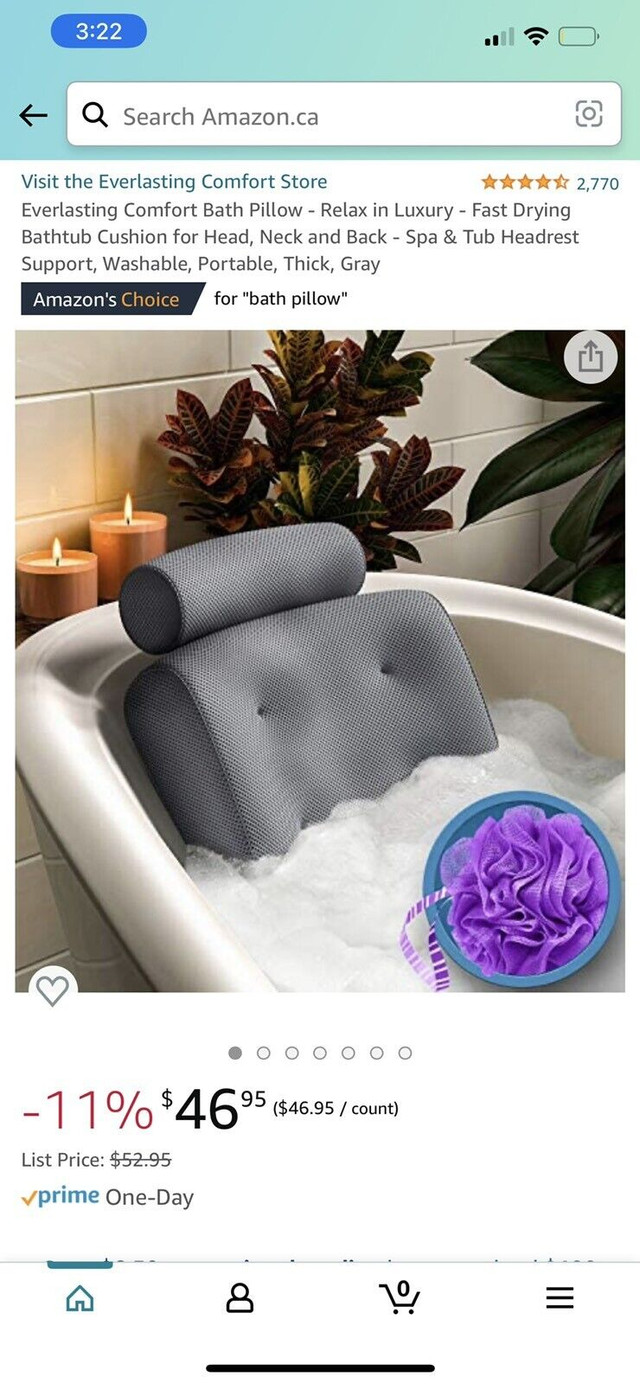 *NEW SEALED* Everlasting Comfort Bath Pillow Cushion & Loofah in Bathwares in Cambridge - Image 2