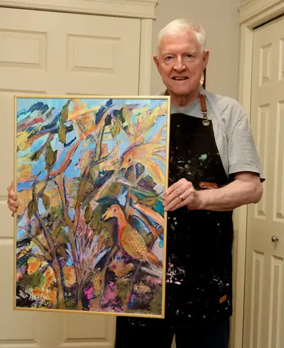 HANS' ART STUDIO PRESENTS- 'GOLDEN BIRDS' -ORIGINAL PAINTING, View more