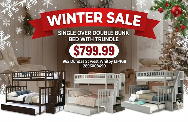 Winter sale Start now Solid Wood Bunk bed start from  $549.9 in Beds & Mattresses in Peterborough - Image 3