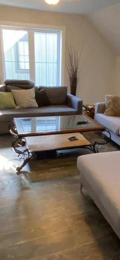 Metal legs with wood and glass frame Coffee Table, View more