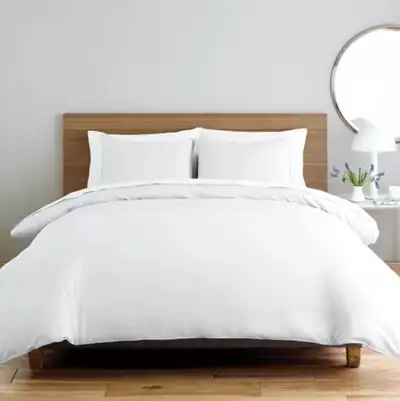 100% Organic Cotton Solid white 3pc duvet cover set/NEW , View more