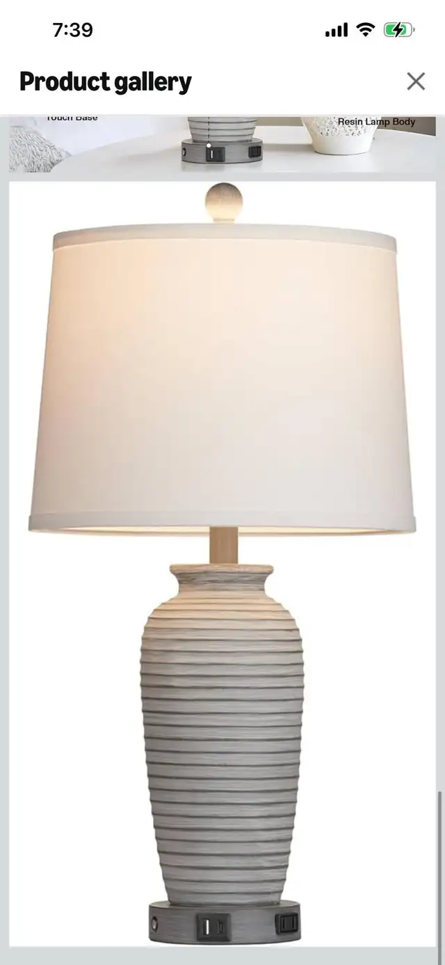 New-Table Lamps (Set of 2) with USB Ports and Touch Sensor! in Indoor Lighting & Fans in Mississauga / Peel Region - Image 3