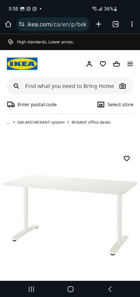 IKEA BEKANT White Adjustable Height Office Desk