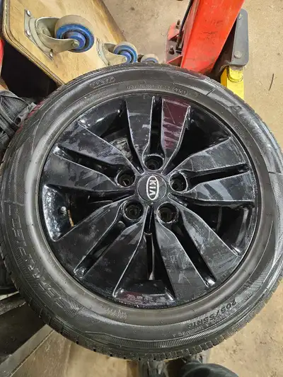 Came off 2013 kia forte koup factory black wheels. Tires are certified altrack with 8/32 even treadw...
