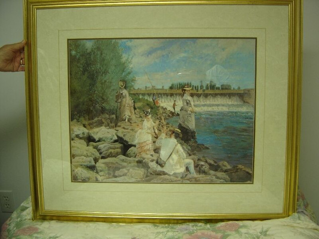 Large print of ladies near the waterfall scene. in Arts & Collectibles in Yarmouth