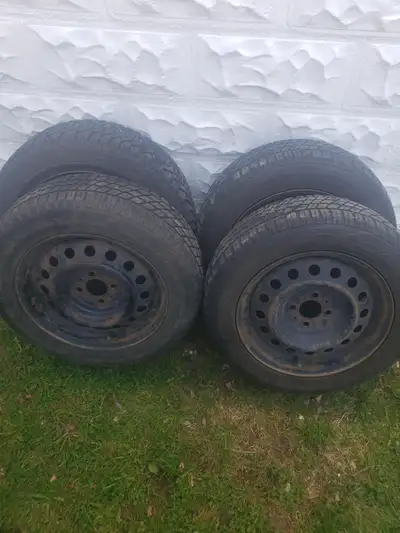Winter tire set with at least a couple seasons left. P195 60R 15 size. 3 tires are nordic ice tracks...