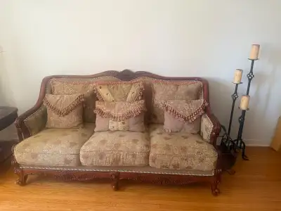 Ornate Victorian-Style Sofa Set (Couch + Oversized Chair) — $500, View more