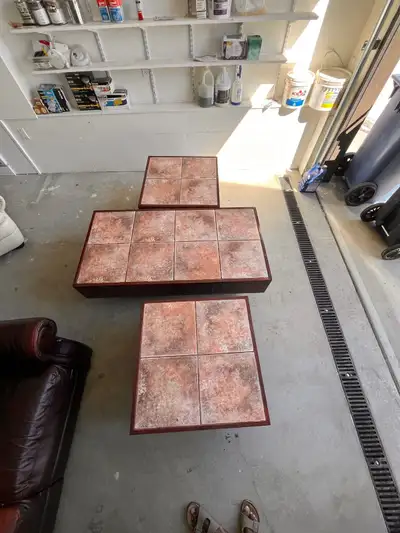 Hard Wood Dinning table and matching side two side tables, View more