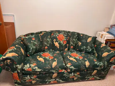 Couch/ Sofa - green with flowers, View more