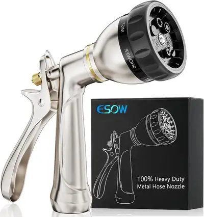 Heavy Duty Metal Garden Hose Nozzle, 7 Spray Patterns, Rear Trig, View more