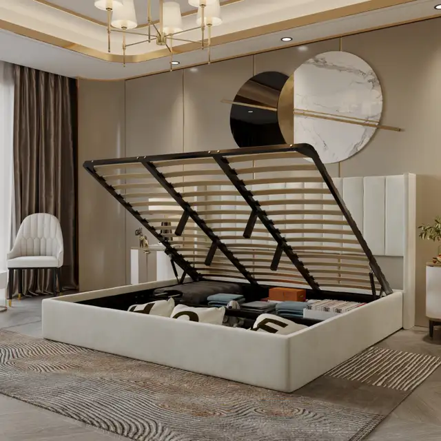 storage solid wood slats bed frame on heavy discount in Beds & Mattresses in City of Toronto - Image 5