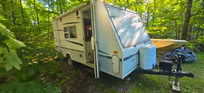 Hey there, I'm selling my Starcraft Antigua 185SB – a lightweight hybrid trailer that combines trave...