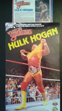 LJN WWF Wrestling Hulk Hogan Black Bio Figure Card & Poster Rare