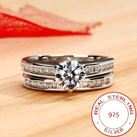 Free Shipping, 925 Silver Plated Engagement Ring. Size 6