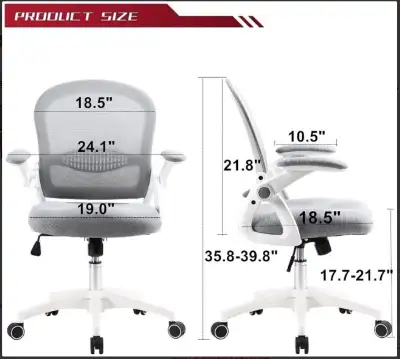 NEW Gerttrony YH-1026A Office Chair with Flip up Armrests White, View more