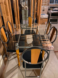 Glass Dining Table with 6 Chairs