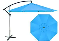 Parasol jardin octogonal 10 pieds bleu décentré Patio Umbrella
