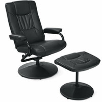 Accent Armchair Swivel Recliner Chair With Ottoman - Black