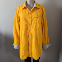 Tommy Hilfiger corduroy yellow button down shirt, men's XL