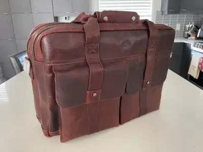Mancini Buffalo Leather Double Compartment Briefcase- Brand New, View more