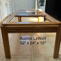 FREE Coffee table (52”x24”x15”) missing and cracked glass
