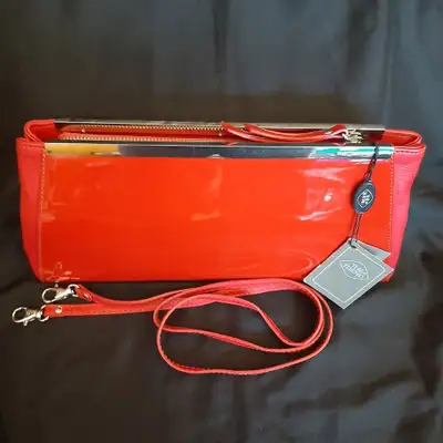 "The Trend"/Genuine Leather Red Purse/Clutch,Made in Italy,New, View more