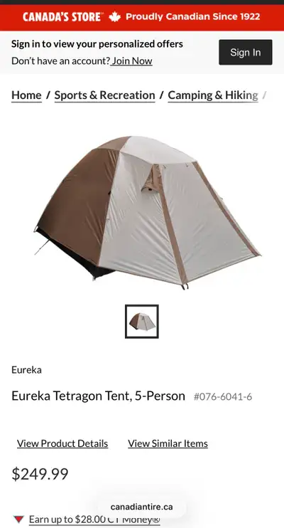 Eureka 5 person tent , View more