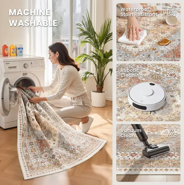 zesthome 9x12 Area Rug Large Washable Low Pile Stain Resistant in Rugs, Carpets & Runners in City of Toronto - Image 3