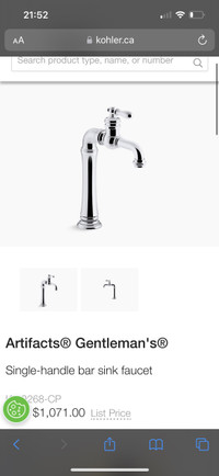 Kohler ARTIFACTS® GENTLEMANS BAR SINK FAUCET