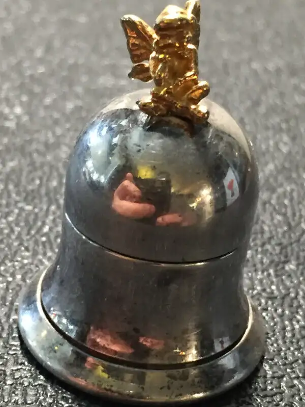 VINTAGE FAIRY BELL BABY TOOTH TRINKET BOX. HALLMARKED BIRKS, REG