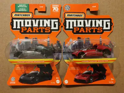 New Matchbox Moving Parts Pagani Huayra Roadster 1/64 diecast car with opening engine compartment fe...