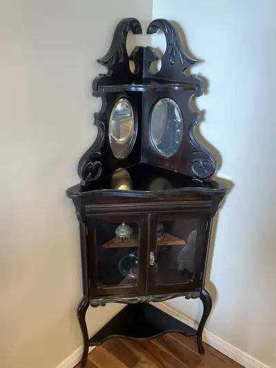 Antique Corner Display Cabinet - meuble de coin antique, View more