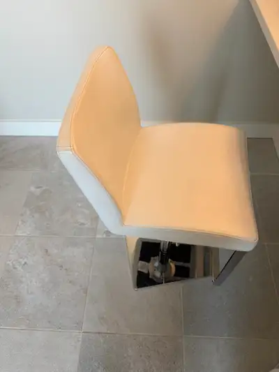 White & Chrome (leatherette) adjustable height barstool, View more