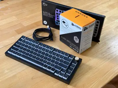 Well loved GMMK Pro 75% Hot Swappable custom mechanical keyboard kit. Needs a deep clean. One RGB LE...