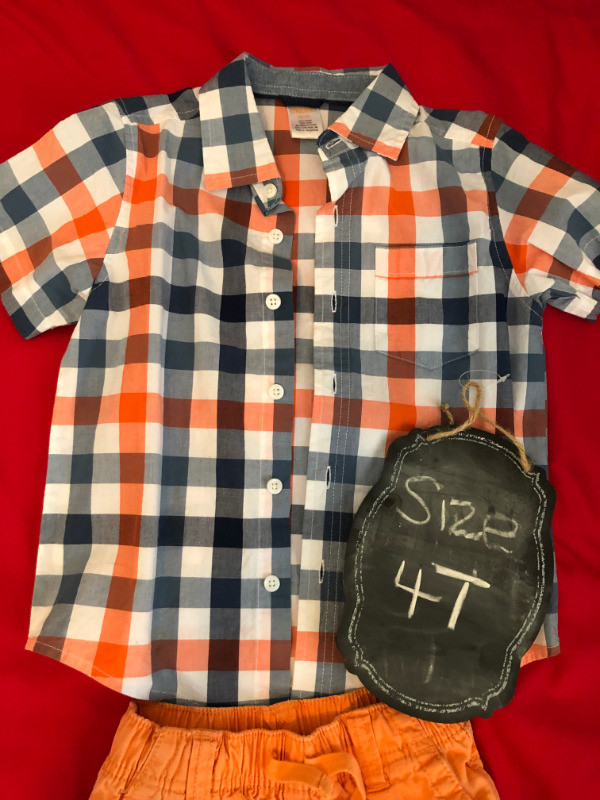 Boys Gymboree Shirt and shorts orange/navy Set - 4T in Clothing - 4T in Calgary - Image 3