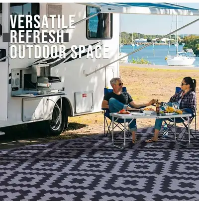 Black and grey- OLANLY Outdoor Rug Waterproof Reversible 6x9 ft,, View more