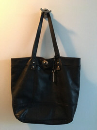 Fossil Black Leather Tote Bag