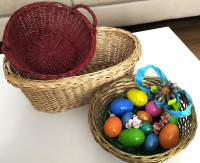 3 Gift / Easter Baskets / Wicker + Eggs  Plus